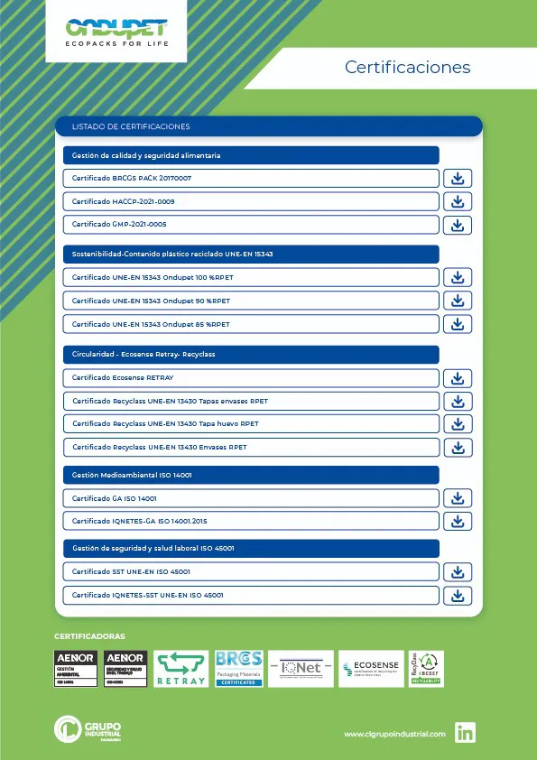 Certificaciones ondupet